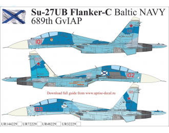 Декаль для Суххой-27UB Flanker-C Baltic NAVY 689th GvIAP, FFA (удаляемая лаковая подложка)