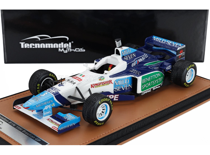 BENETTON F1 B196 Team Renault Mild Seven №3 Brazilian Gp Rain Tires (1996) Jean Alesi, White Light Blue Green