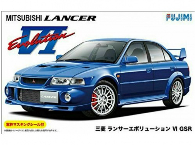 Сборная модель Mitsubishi Lancer Evolution VI GSR 1999 (с маскировочным скотчем для окон)