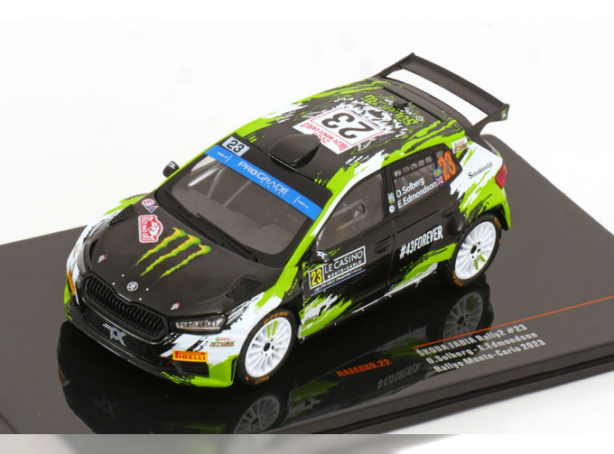 SKODA Fabia Rs Rally2 Team Toksport Wrt2 №23 Rally Montecarlo (2023) Oliver Solberg - Elliot Edmondson, Black Green