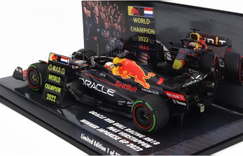 RED BULL F1 Rb18 Team Oracle Red Bull Racing N1 Winner Japan Gp With Pit Board World Champion (2022) Max Verstappen, Matt Blue Yellow Red