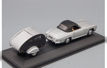 MERCEDES-BENZ 190SL Roadster с прицепом, silver