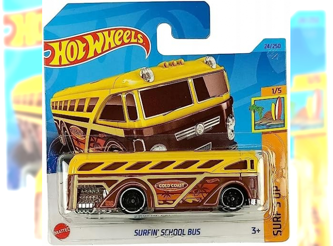 SURFIN' SCHOOL BUS, yellow/brown