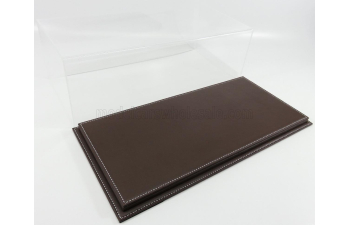 Бокс акриловый с подставкой из кожи коричневого цвета