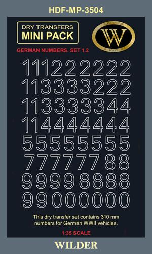Сухая декаль Немецкие номера для наземной техники. Сет 1.2 Контурные, белые