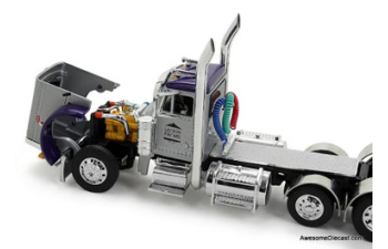 Peterbilt 379 Day Cab DEMCO Liquid Tender Trailer, Silver/Purple Larson Farms