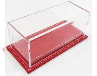 VETRINA DISPLAY BOX Molhouse Base In Pelle Rossa - Leather Base Red - Lungh.lenght Cm 17 X Largh.width Cm 8 X Alt.height Cm 7 (altezza Interna 5.2 Cm ), Plastic Display