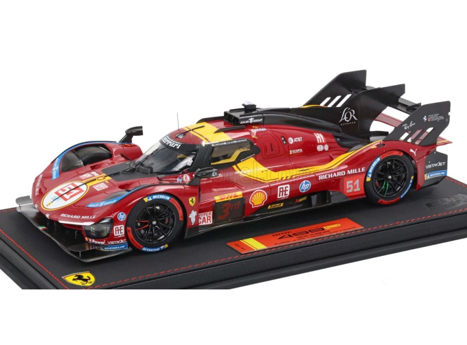 FERRARI 499P 3.0L TURBO V6 Team Ferrari AF Corse №51 3rd wec 1812km Qatar (2025) Alessandro Pier Guidi - James Calado - Antonio Giovinazzi - Con Vetrina - With Showcase