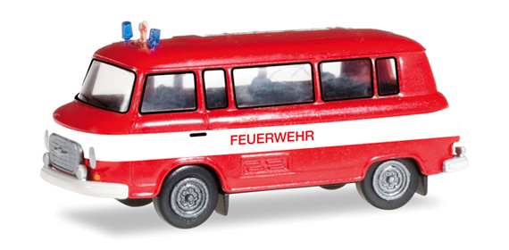 BARKAS B 1000 Bus "Feuerwehr", red / white
