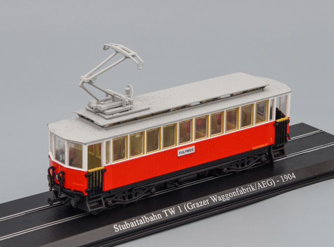 Трамвай Stubaitalbahn TW 1 (Grazer Waggonfabrik/AEG) 1904, beige / red