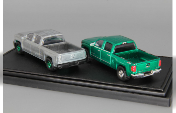 набор CHEVROLET Silverado Customer Pick-up, green and silver 