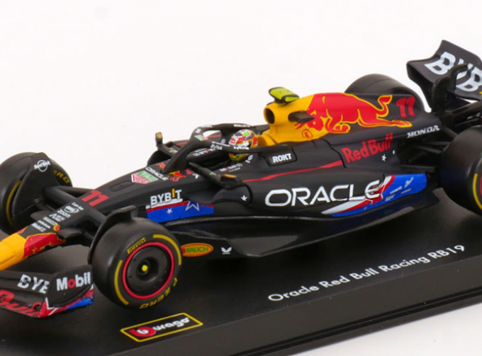 RED BULL F1 Rb19 Team Oracle Red Bull Racing №11 4th Austin Usa Gp (2023) Sergio Perez - With Pilot And Showcase, Matt Blue