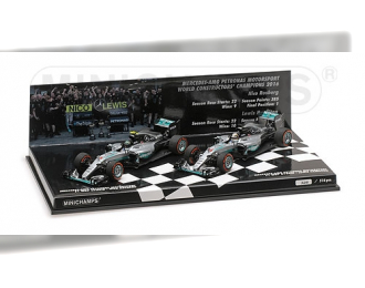 2-CAR SET - MERCEDES AMG PETRONAS F1 TEAM W07 HYBRID - CONSTRUCTOR WORLD CHAMPION - 2016