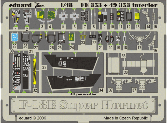 Цветное фототравление для F-18E interior