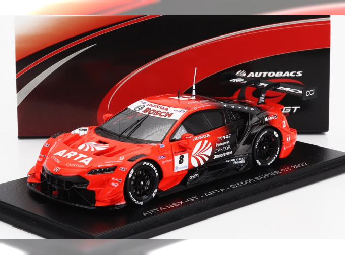 HONDA Nsx-gt Team Arta №8 Gt500 Class Super Gt (2022) T.Nojiri - N.Fukuzumi, Red Black