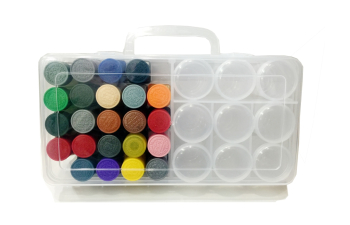 Прозрачный пластиковый ящик с 9 баночками 25.5х12.8х4.5см