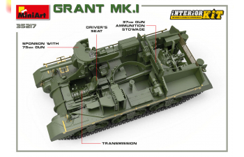 Сборная модель Британский танк Мк.I Grant с интерьером