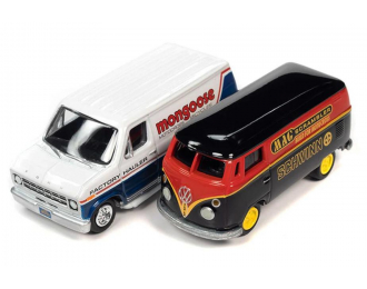 VOLKSWAGEN Type-2 Transporter (1965), black + FORD Econoline Van (1976)