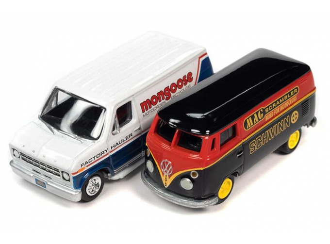VOLKSWAGEN Type-2 Transporter (1965), black + FORD Econoline Van (1976)
