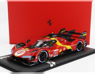 FERRARI 499p 3.0l Turbo V6 Team Ferrari Af Corse №51 Winner 24h Le Mans (2023) Alessandro Pier Guidi - James Calado - Antonio Giovinazzi - Con Vetrina - With Showcase, Red Yellow Black