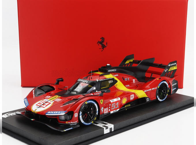 FERRARI 499p 3.0l Turbo V6 Team Ferrari Af Corse №51 Winner 24h Le Mans (2023) Alessandro Pier Guidi - James Calado - Antonio Giovinazzi - Con Vetrina - With Showcase, Red Yellow Black