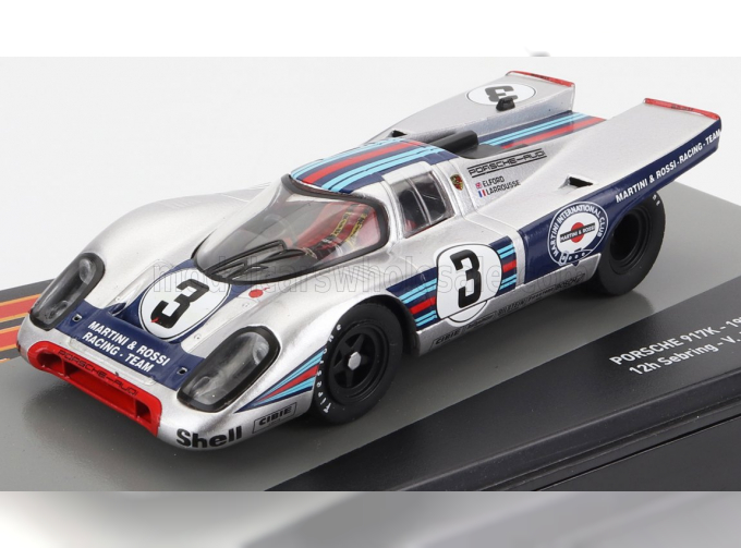 PORSCHE 917k 4.9l Team Martini Racing N 3 Winner 12h Sebring 1971 V.elford - G.larrousse, Silver Blue