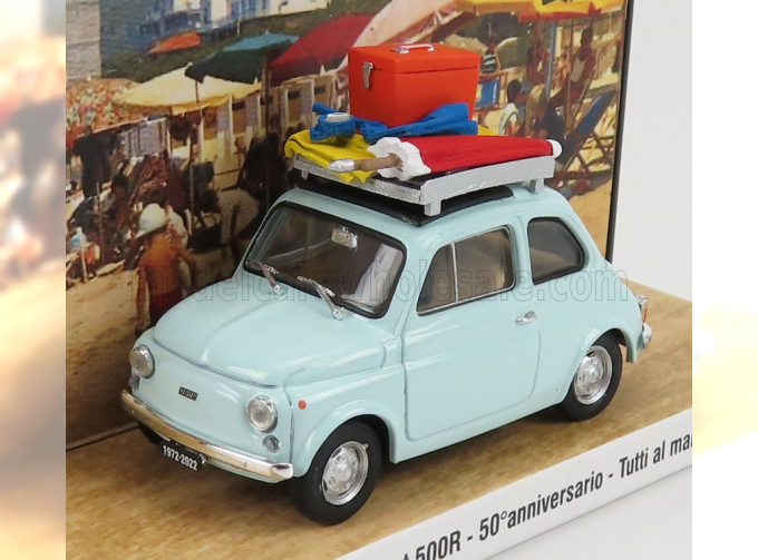 FIAT 500R (1972) - TUTTI AL MARE - SALUTI DA OLTRONA S.M. - 50th ANNIVERSARIO 1972 -2022, VERY LIGHT BLUE