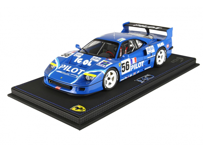 FERRARI F40 Lm 3.5l Turbo V8 Team Pilot Pen Racing N 56 24h Le Mans (1996) Michel Ferte - Olivier Thevenin - Nicolas Leboissetier - Con Vetrina - With Showcase, Blue