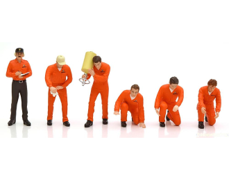 Набор из 6 фигурок механиков Team Jaegermeister (pit crew)