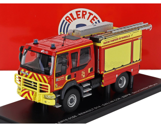 RENAULT D14 Tanker Truck Double Cabine Gallin Ccr Bmpm Marins Sapeurs Pompiers De Marseille 2-assi (2013), Red Yellow