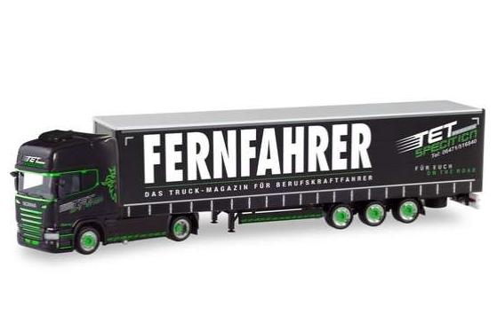 SCANIA R TL Lowliner Curtain Canvas Semitrailer *TET / Fernfahrer*, black / green