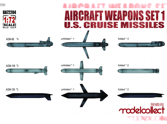 Сборная модель Aircraft weapons set 1 U.S.cruise missiles