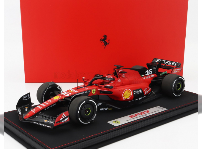 FERRARI F1 Sf-23 Team Scuderia Ferrari №16 4th Singapore Gp 2023 Charles Leclerc - Con Vetrina - With Showcase, Red Black