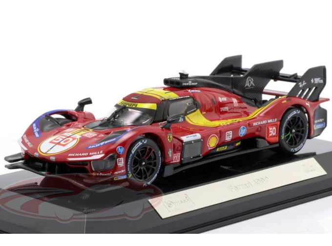 FERRARI 499P 3.0L Turbo V6 #50 Fuoco/Nielsen/Molina 24h Le Mans (2025), red/yellow