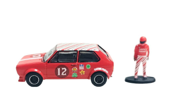 VOLKSWAGEN Golf GTI Widebody with Race Car Figure *Christmas 2025 Limited Edition* (1975), red