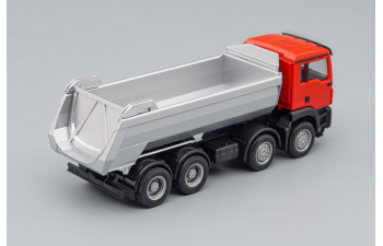 MAN TGS M 4-axle dump truck, red / black / aluminum