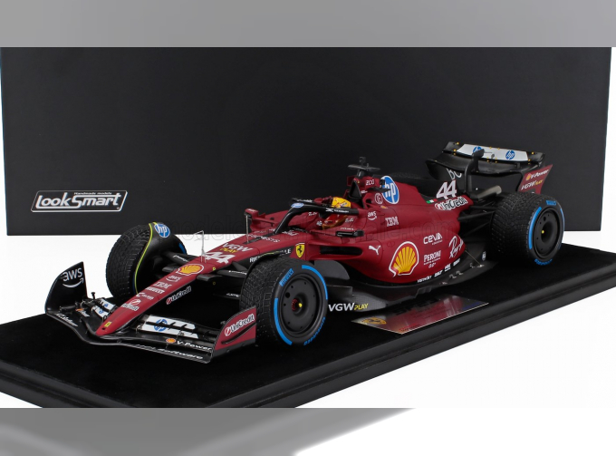 FERRARI F1 Sf-23 Team Scuderia Ferrari Hp №44 Test Fiorano (with Rain Tires - Full Wet) (2025) Lewis Hamilton - Con Vetrina - With Showcase, Red Black