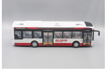 Электробус Zhong Tong N12, белый с красной полосой 28 см