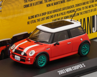 MINI COOPER S 2003 Red with White (из к/ф "Ограбление по-итальянски") (Greenlight!)