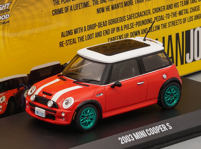 MINI COOPER S 2003 Red with White (из к/ф "Ограбление по-итальянски") (Greenlight!)