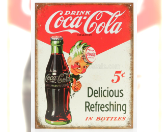 ACCESSORIES Metal Plate - Coca-cola Delicious And Refreshing Coke Sprite Boys 5 Cts, White Red