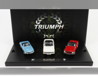 TRIUMPH Coffret Box Set 3x Collection - Spitfire Mkiii 1962 - Stag Mkii 1955 - Tr6 1960, Light Blue Red White