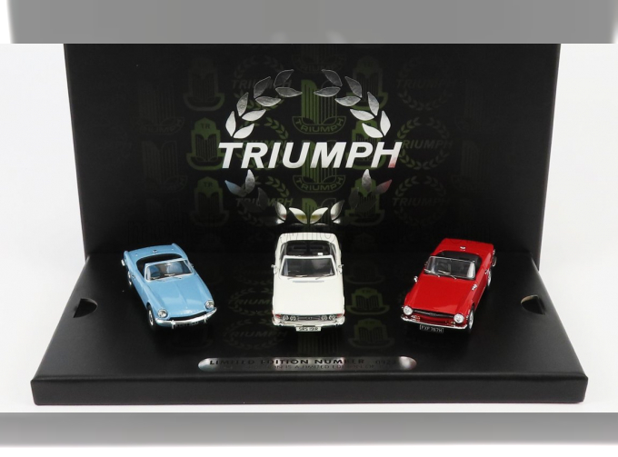 TRIUMPH Coffret Box Set 3x Collection - Spitfire Mkiii 1962 - Stag Mkii 1955 - Tr6 1960, Light Blue Red White