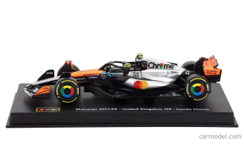 McLAREN F1 Mcl39 Team Mclaren №4 World Champion Winner Silverstone British Gp (2025) Lando Norris - With Pilot And Showcase, Orange Chrome Black