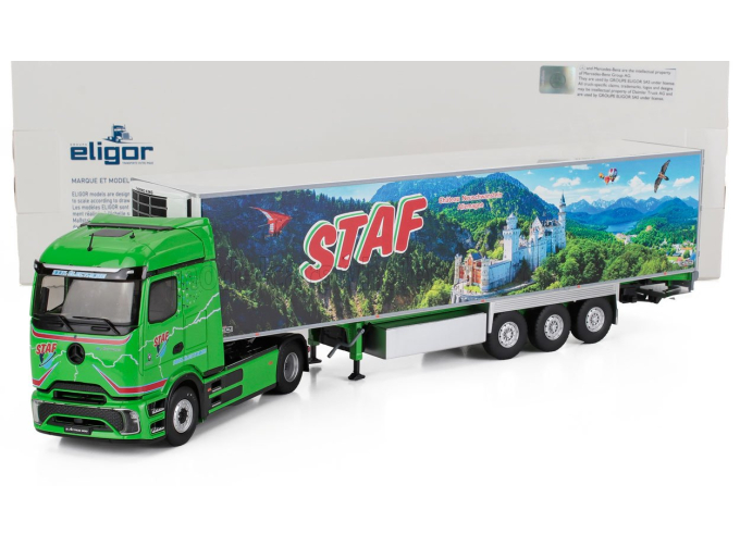MERCEDES-BENZ E-actros 600 Truck Semi-frigo Staf Transports (2024), Green Blue