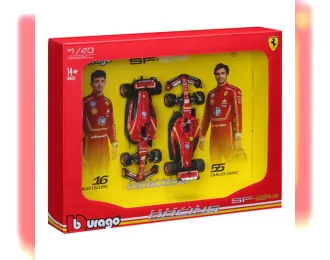 FERRARI Set F1 2x Sf-24 Team Scuderia Ferrari №16 Season (2024) Charles Leclerc + №55 Carlos Sainz, Red Black