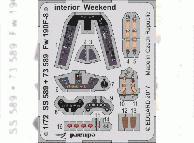 Фототравление для Fw 190F-8 интерьер Weekend