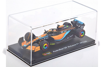 McLAREN F1 Mcl36 Mercedes Team Mclaren N 3 Australian Gp 2022 Daniel Ricciardo - With Helmet And Plastic Showcase, Orange Light Blue