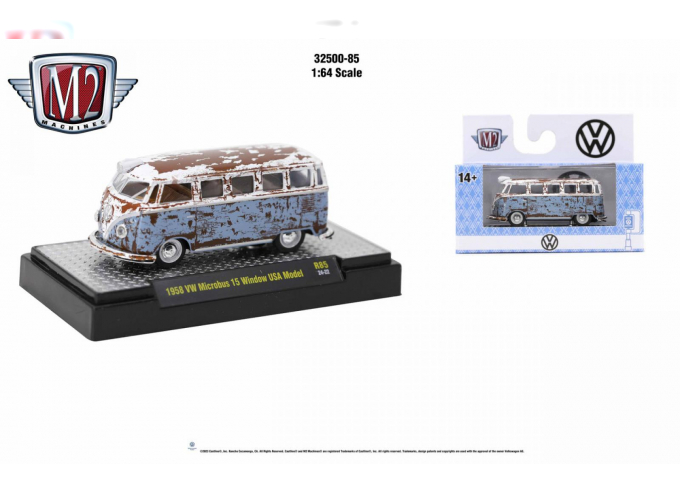 VOLKSWAGEN Microbus 15 Window (1958), Light Blue and White (Rusted)