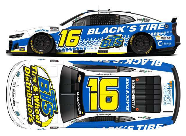 Chevrolet #16 AJ Allmendinger *Black`s ire*, white/blue/yellow 2025